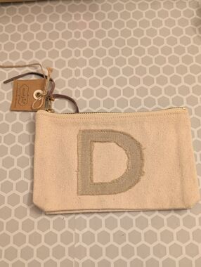 Mud Pie D Small Canvas Zipper Pouch New
